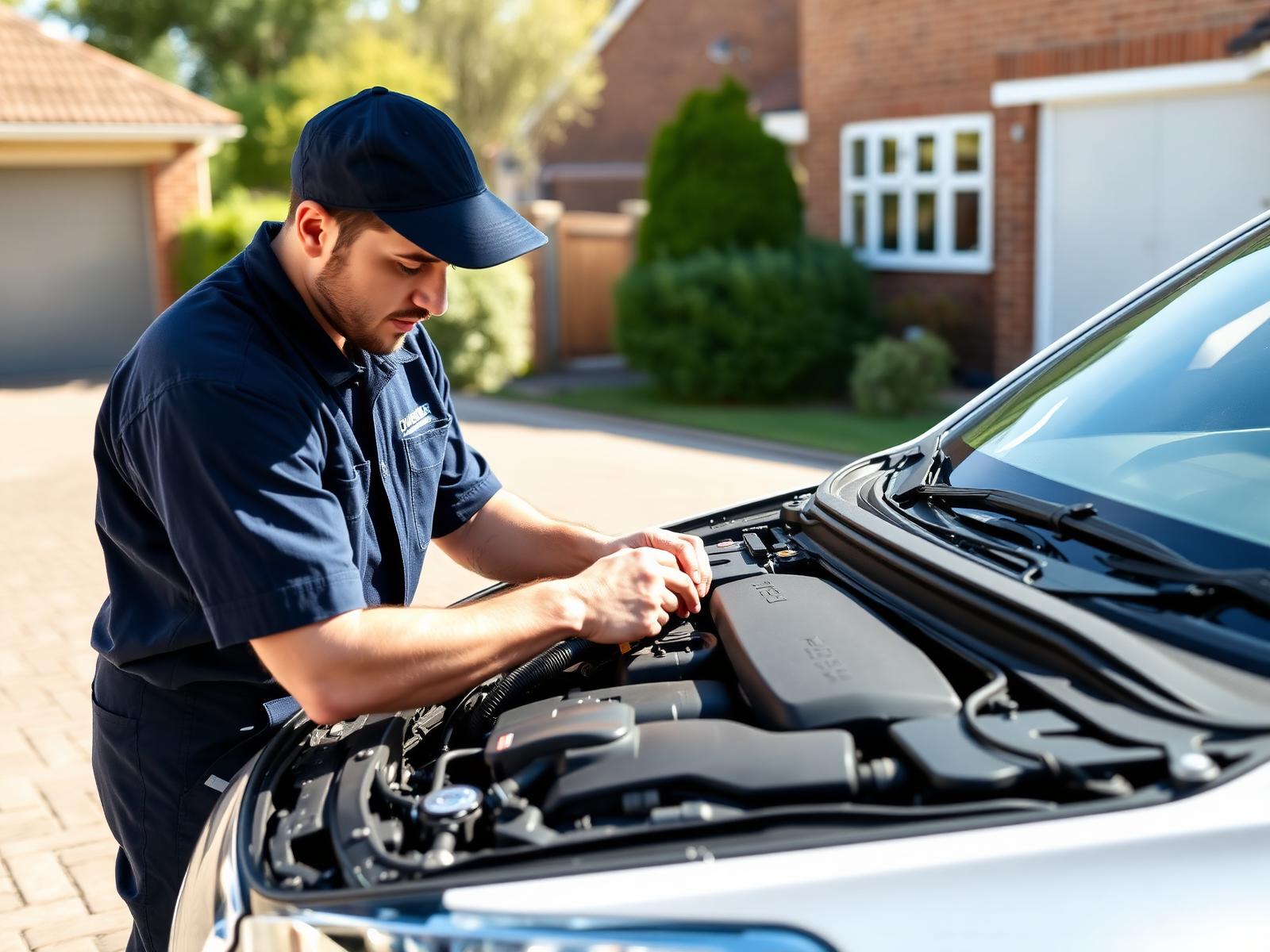 NG Autos Repairs mobile mechanic working on a car at a residential driveway
